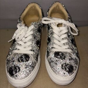 Betsey Johnson Silver and Black Glitter Sneakers